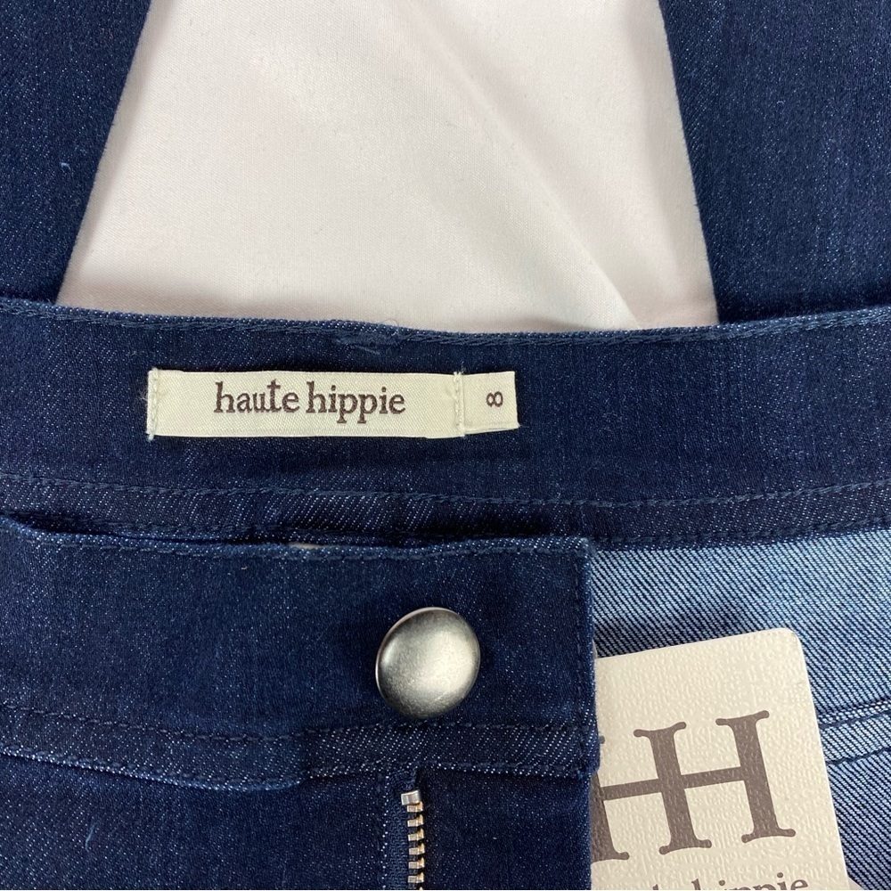 Haute Hippie Fit & Flare Bell Bottom Jeans in Dark Denim Wash - NEW - Picture 7 of 16